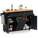 Mobile Kitchen Island Table with Trash Bag Storage for Dining Room by LJGDeals