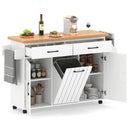 Mobile Kitchen Island Table with Trash Bag Storage for Dining Room by LJGDeals