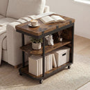 Mobile Side Table with Foldable Swivel Top and 2-Tier Shelf by LJGDeals