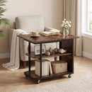 Mobile Side Table with Foldable Swivel Top and 2-Tier Shelf by LJGDeals