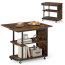 Mobile Side Table with Foldable Swivel Top and 2-Tier Shelf by LJGDeals