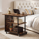 Mobile Side Table with Foldable Swivel Top and 2-Tier Shelf by LJGDeals