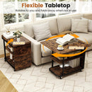 Mobile Side Table with Foldable Swivel Top and 2-Tier Shelf by DirectDeals