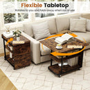 Mobile Side Table with Foldable Swivel Top and 2-Tier Shelf by LJGDeals