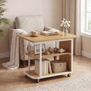 Mobile Side Table with Foldable Swivel Top and 2-Tier Shelf by LJGDeals
