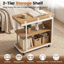 Mobile Side Table with Foldable Swivel Top and 2-Tier Shelf by LJGDeals