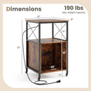 Mobile Record Player Stand with Power Outlet with Open Shelf and Dividers-Rustic Brown by LJGDeals