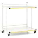 Mobile Side Table 2-Tier Rolling End Table with Open Shelves & Golden Trimmed Edges-White by LJGDeals