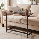 Mobile Side Table Rolling Laptop Desk Cart with Tablet Slot-Rustic Brown by LJGDeals