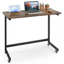 Mobile Side Table Rolling Laptop Desk Cart with Tablet Slot-Rustic Brown by LJGDeals