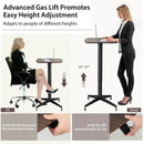 Height Adjustable Mobile Standing Desk with Lockable Wheels-Brown by LJGDeals