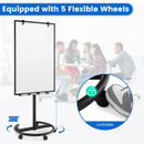 Height-Adjustable Mobile Whiteboard with Round Stand Paper Clips-Black