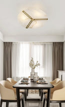 Modern Alabaster Round Copper Ceiling Lamp