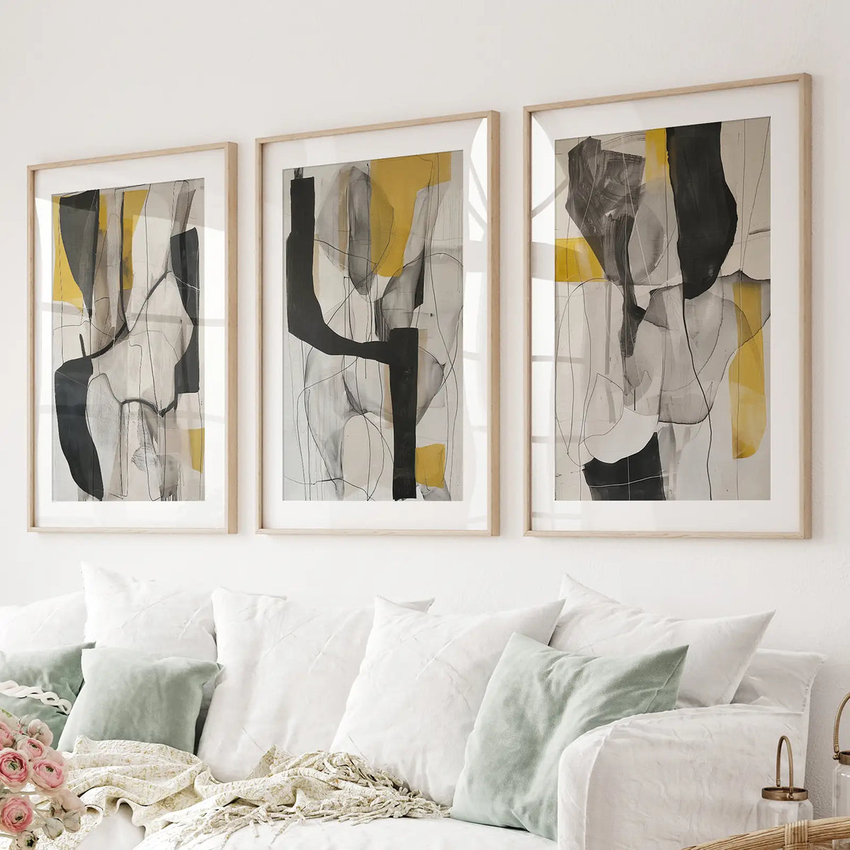 Golden Abstract Shapes Modern Wall Decor Poster, photo 5 of 10
