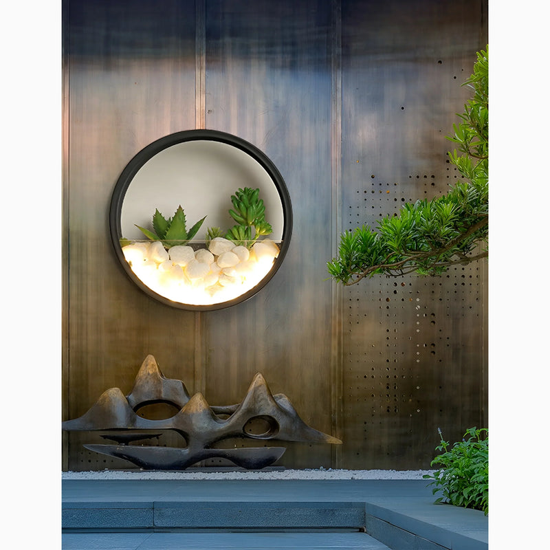 Modern Black Art Plant Outdoor Waterproof LED Wall Lamp For Garden, Porch