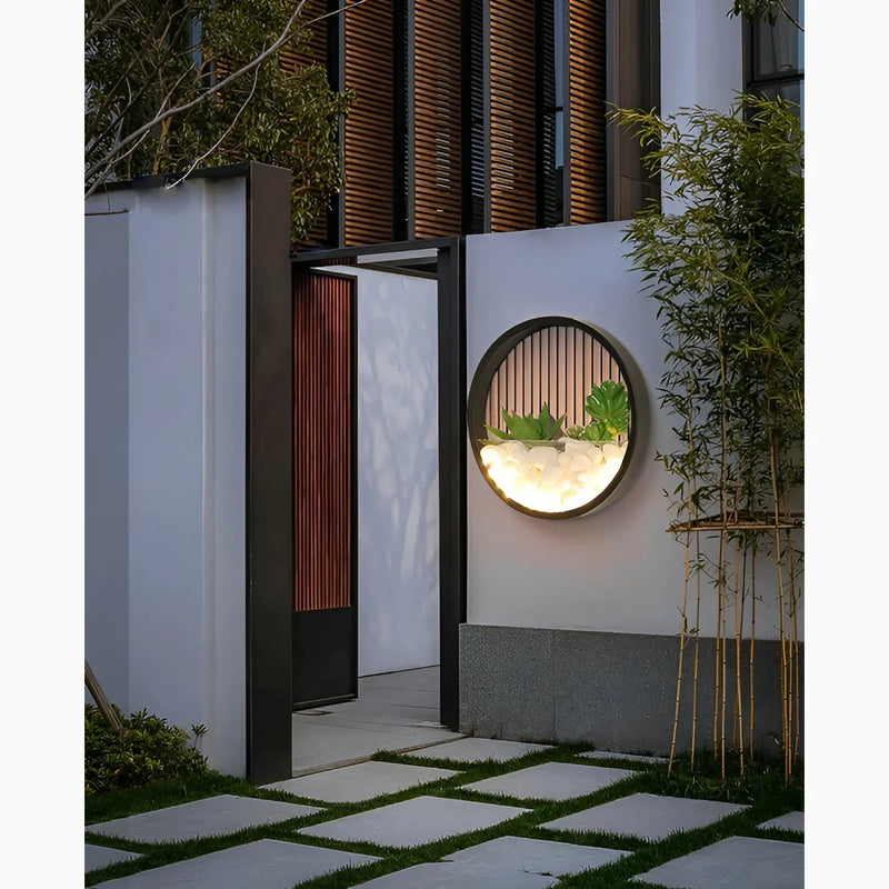 Modern Black Art Plant Outdoor Waterproof LED Wall Lamp For Garden, Porch