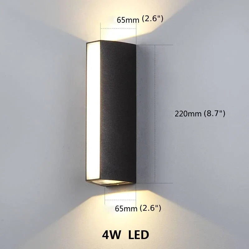 Modern Black Outdoor Waterproof Aluminum LED Wall Lamp For Porch, Garden