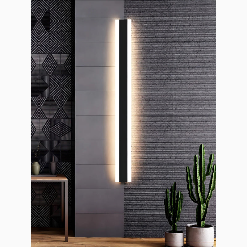 Modern Black Outdoor Waterproof Aluminum Long LED Wall Lamp For Porch