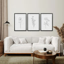 Wildflower Trendy Line Art Set of 3 Wall Decor by Wall Art Set