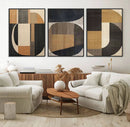 Modern Brown Wabi Sabi Canvas Abstract Wall Art Set –