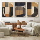 Modern Brown Wabi Sabi Canvas Abstract Wall Art Set –