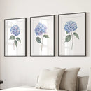 Light Blue Hydrangea Flower Wall Art Poster Set by Wall Art Set