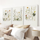 Watercolor Set of 3. Colorful Wildflower Prints by Wall Art Set