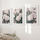 Peonies Flowers Wall Art Set of 3. Pink and Green Decor by Wall Art Set