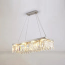 Silver Round Rectangle Crystal Chandelier