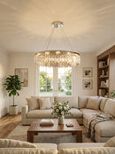 Silver Round Rectangle Crystal Chandelier