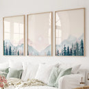 Forest and Mountain Landscape Painting Posters by Wall Art Set