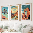 3 Piece USA National Park Art. Big Bend, Arches, Joshua Tree by Wall Art Set