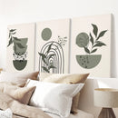 3 Piece Boho Wall Art Prints. Green Mid-Century Abstract Decor by Wall Art Set