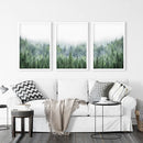 Nordic Nature Wall Art Set. Green Foggy Forest by Wall Art Set