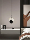 Modern Round Black Alabaster Pendant Lamp