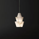 Modern Stacked Conical Alabaster Pendant Light
