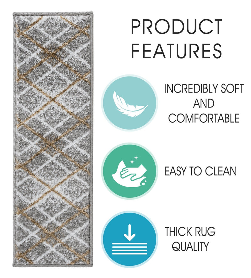 Stair Treads Rug 9"x28" Modern Collection | Gray