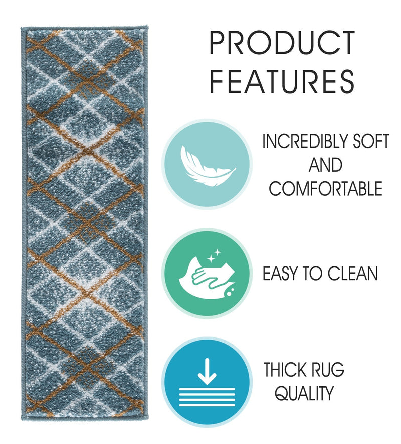 Stair Treads Rug 9"x28" Modern Collection | Teal