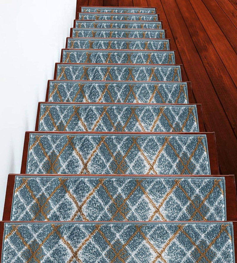 Stair Treads Rug 9"x28" Modern Collection | Teal