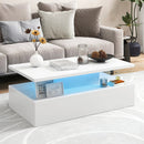 Modern 2-tier High Glossy Table with Adjustable Light Colors for Living Room by LJGDeals