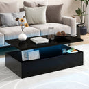 Modern 2-tier High Glossy Table with Adjustable Light Colors for Living Room by LJGDeals