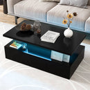 Modern 2-tier High Glossy Table with Adjustable Light Colors for Living Room by LJGDeals