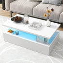 Modern 2-tier High Glossy Table with Adjustable Light Colors for Living Room by LJGDeals