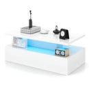 Modern 2-tier High Glossy Table with Adjustable Light Colors for Living Room by LJGDeals
