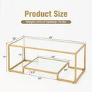 Modern 2-Tier Rectangular Coffee Table with Glass Table Top by LJGDeals