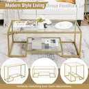 Modern 2-Tier Rectangular Coffee Table with Glass Table Top by LJGDeals