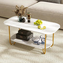 Modern 2-tier Faux Marble Top Coffee Table-White by LJGDeals