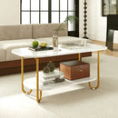 Modern 2-tier Faux Marble Top Coffee Table-White by LJGDeals