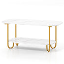 Modern 2-tier Faux Marble Top Coffee Table-White by LJGDeals