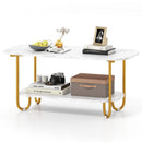 Modern 2-tier Faux Marble Top Coffee Table-White by LJGDeals
